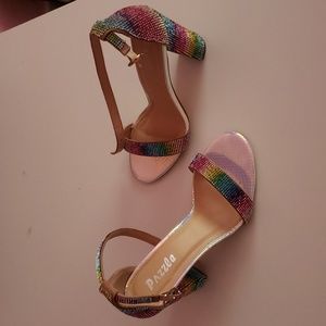 Rainbow Sequin Heeled Shoes